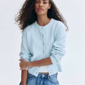 Divided Button Up Cardigan Blue Large NWT